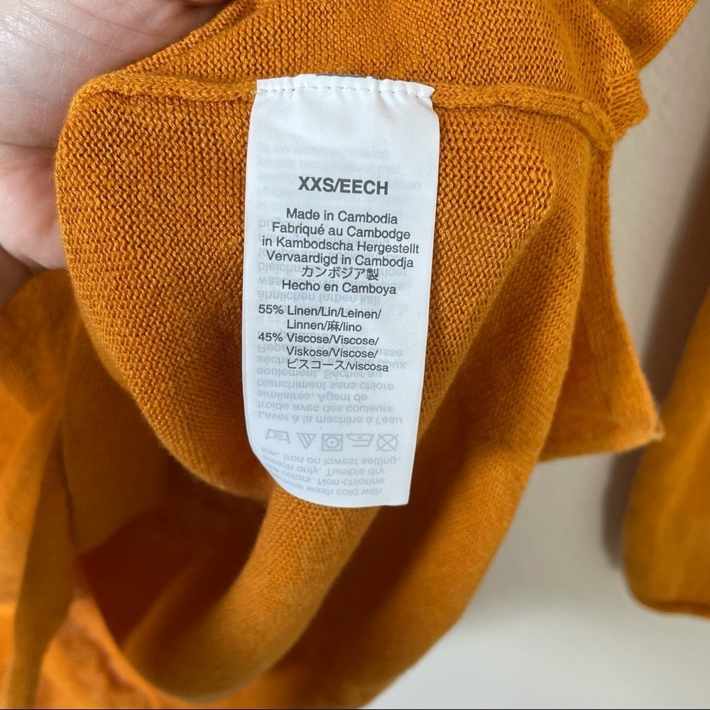 J. Crew Linen Blend V-Neck Mustard Yellow Sweater - Picture 5 of 10